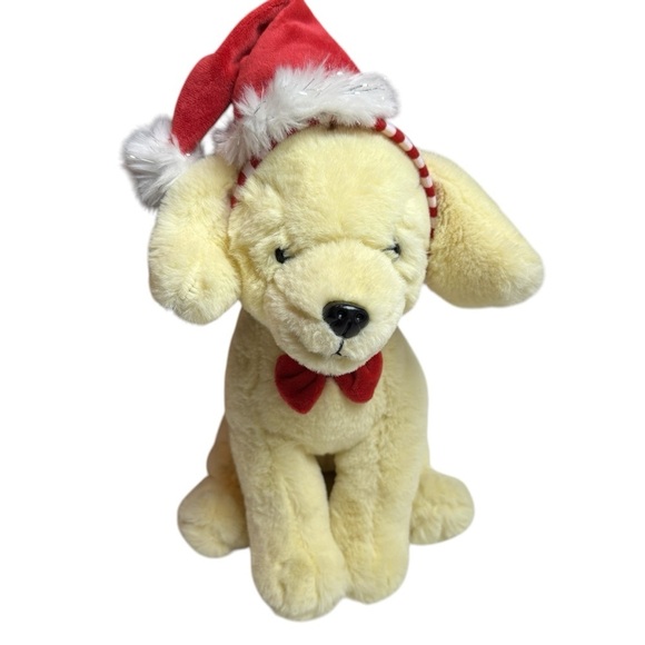 FAO Schwarz Golden Or Yellow Labrador W/ Santa Hat 14” Stuffed Animal Plush Pet - Picture 12 of 13